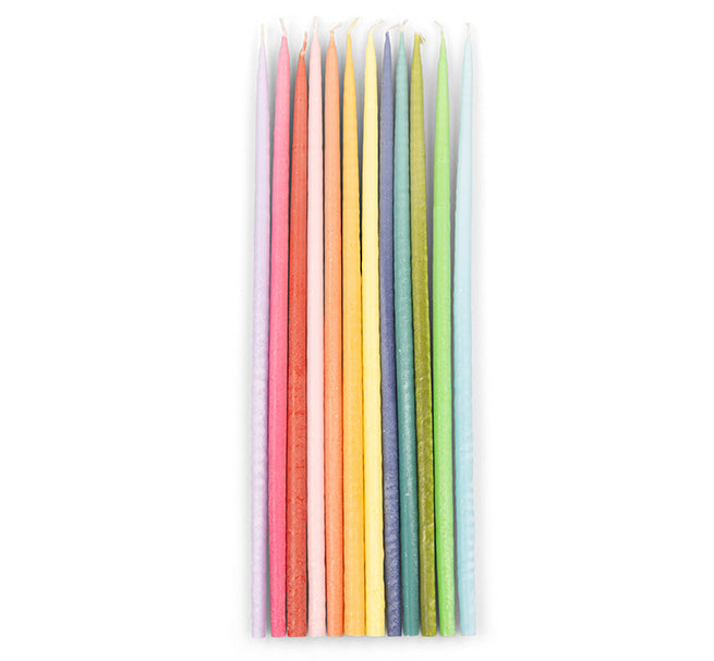Rainbow Thin Taper Candles | Set of 12