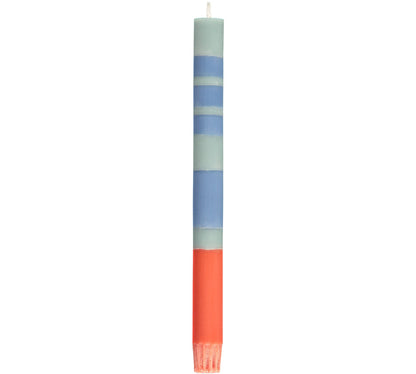 Striped Opaline, Pompadour & Rust Dinner Candles | Set of 4