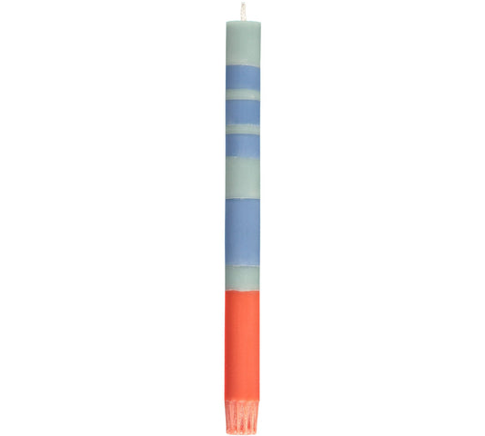 Striped Opaline, Pompadour & Rust Dinner Candles | Set of 4