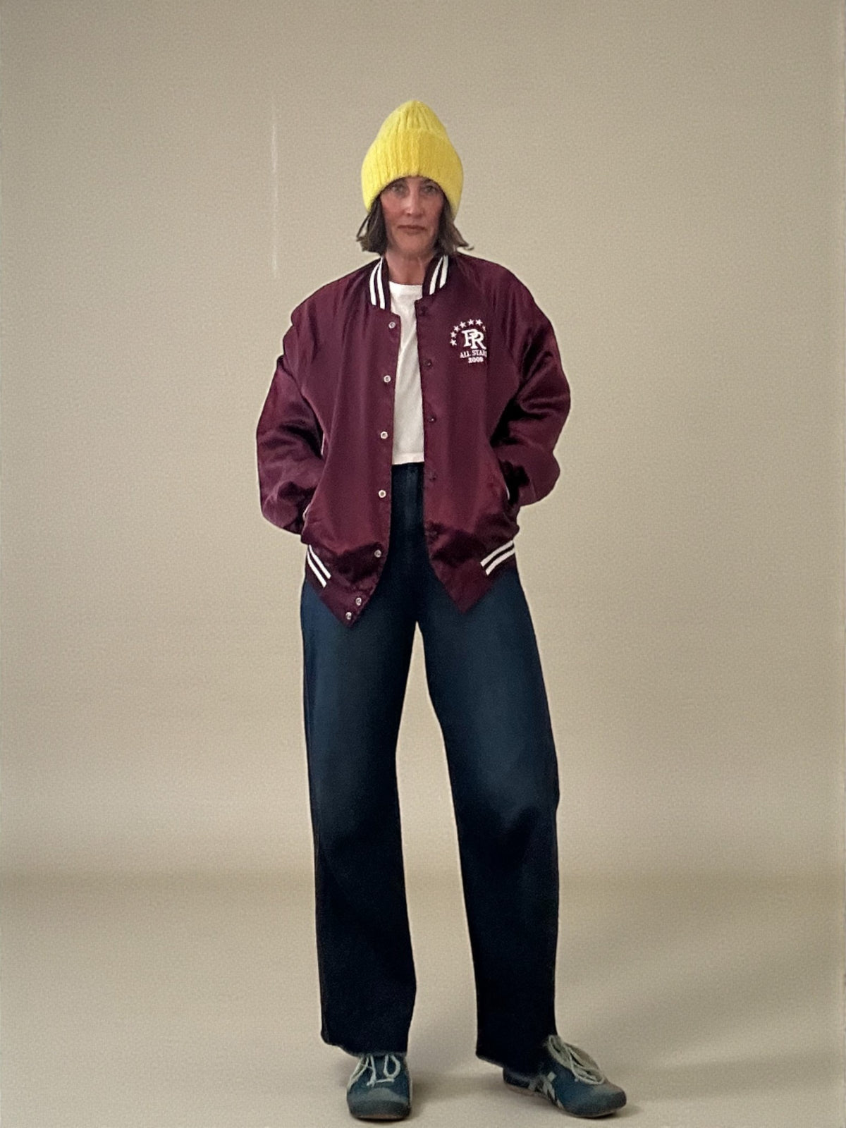 Vintage Burgundy Bomber Jacket (Size Medium) image 1