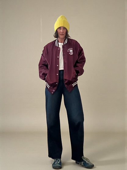 Vintage Burgundy Bomber Jacket (Size Medium) image 1