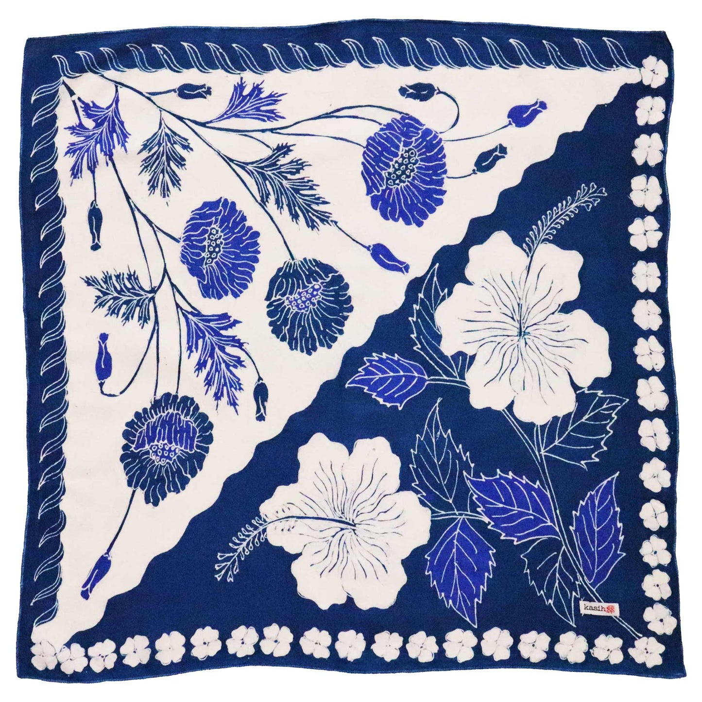 Hand-Drawn Batik Tulis Bandana | Hibiscus + California Poppy
