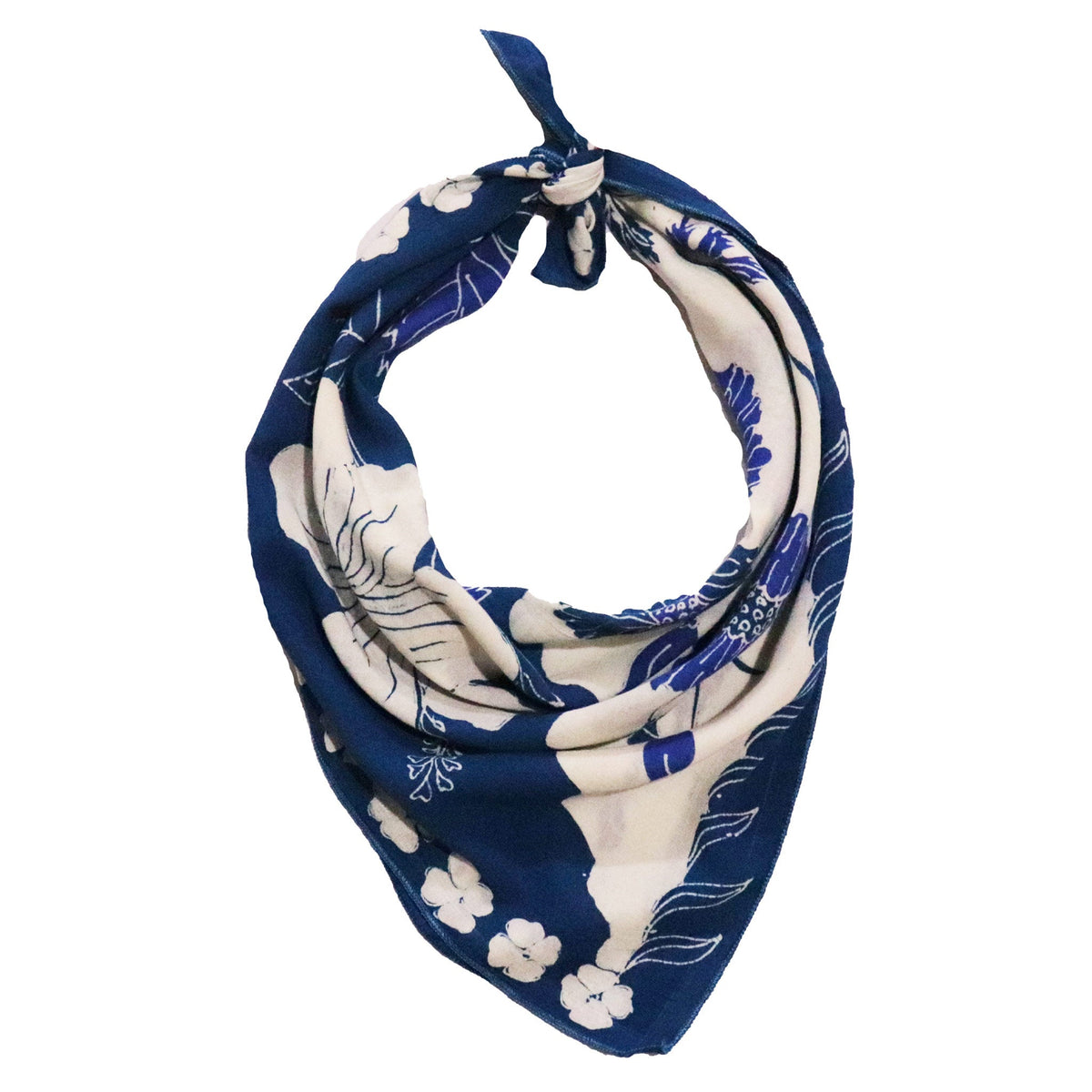 Hand-Drawn Batik Tulis Bandana | Hibiscus + California Poppy