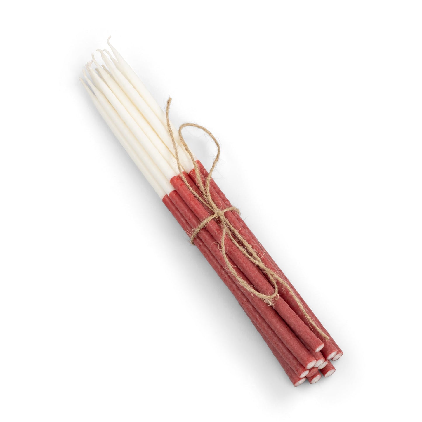 Red & Pearl Two-Tone Thin Taper Candles | Set of 12