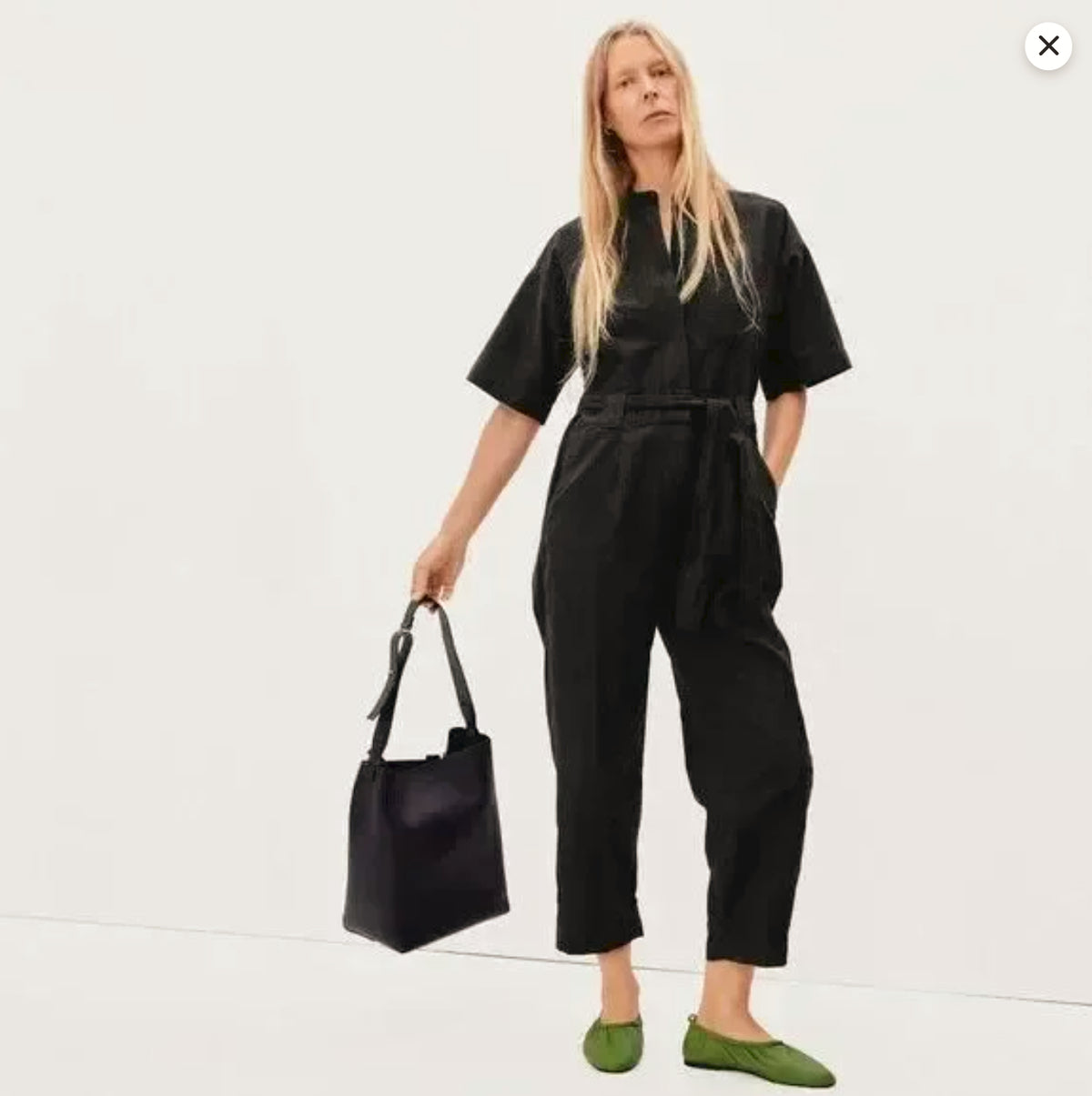 Black Organic Cotton Utility Jumpsuit (Size 2) image 2