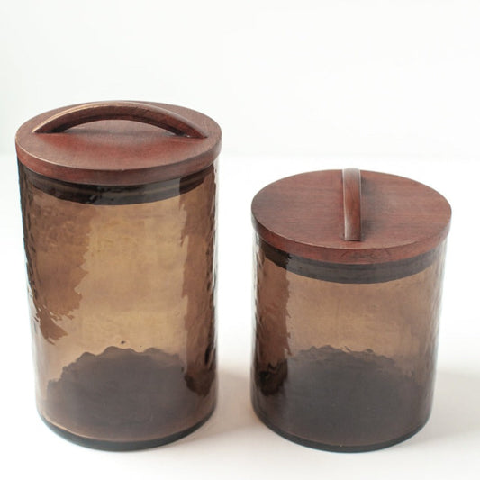 Large Hammered Glass Canister | Smoke
