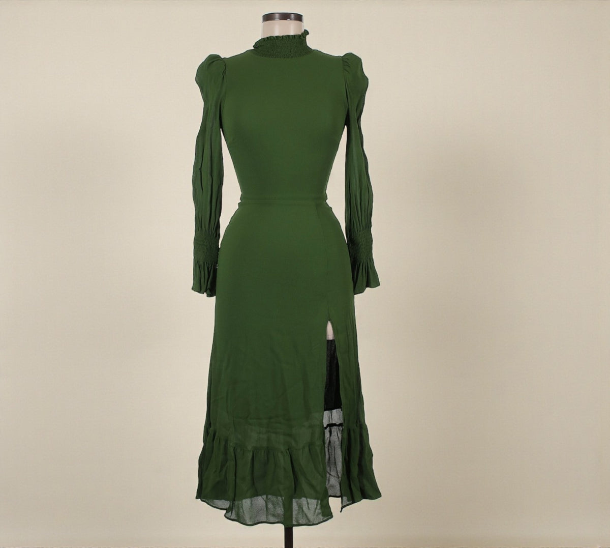 Reformation Green Long Sleeve Midi Dress (Size 4) image 0