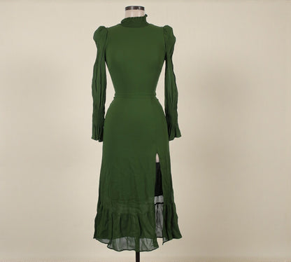 Reformation Green Long Sleeve Midi Dress (Size 4) image 0