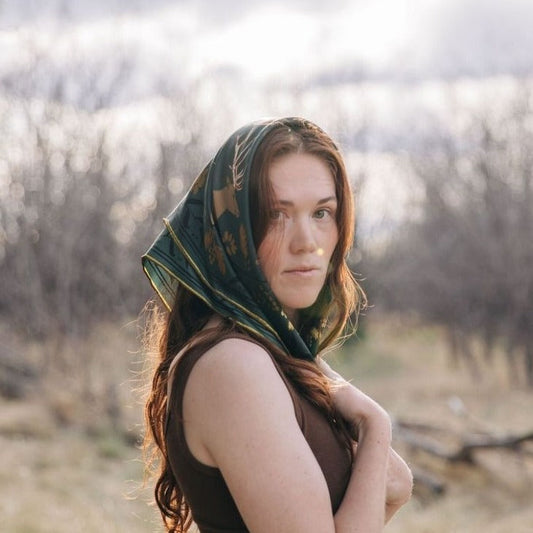 Haven Golden Wildflowers & Elk Silk Scarf