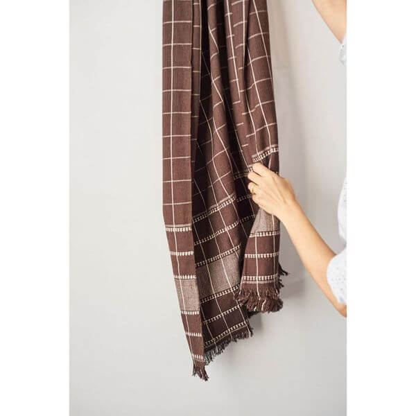 Treacle Checks Pattern Organic Cotton Handloom Throw