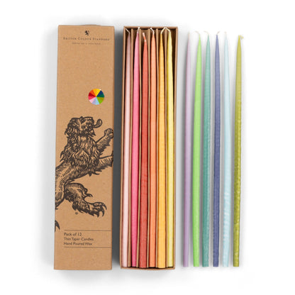 Rainbow Thin Taper Candles | Set of 12