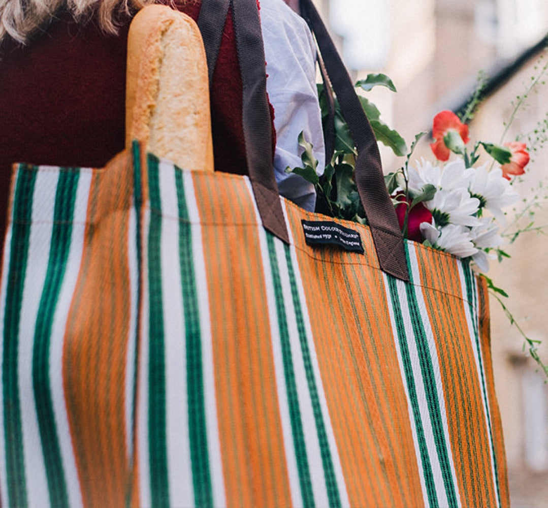 Woven Market Shopper | Spanish Orange & Grass Green