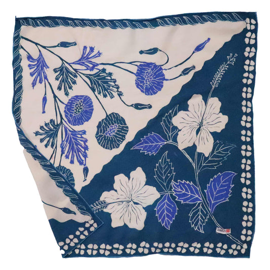 Hand-Drawn Batik Tulis Bandana | Hibiscus + California Poppy