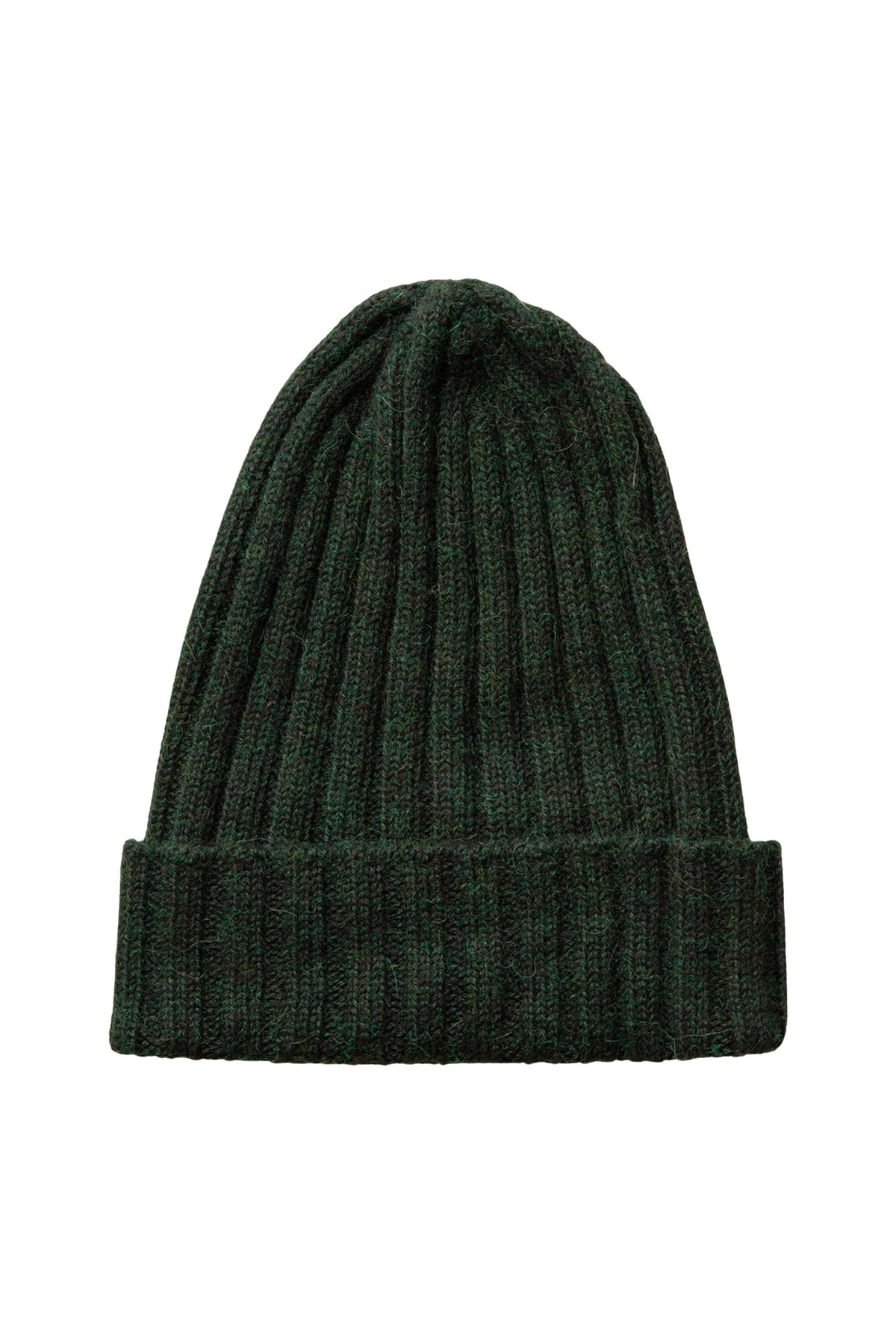 Baby Alpaca Ribbed Beanie | Green Envy
