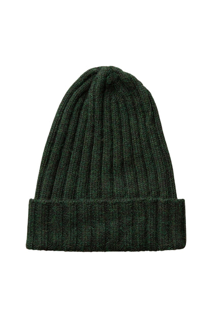 Baby Alpaca Ribbed Beanie | Green Envy