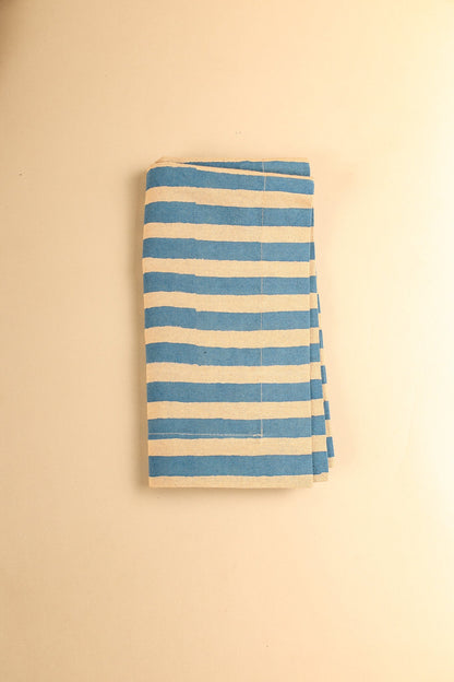 Oh! Stripes Blue Block Print Napkins | Set of 4