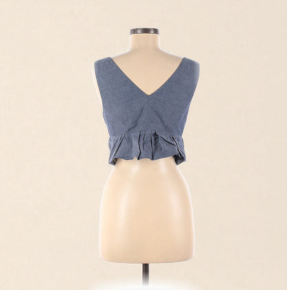 Denim Tie-Front Crop Top (Size 8) image 1