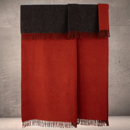 Reversible Wool Throw | Orange + Brown