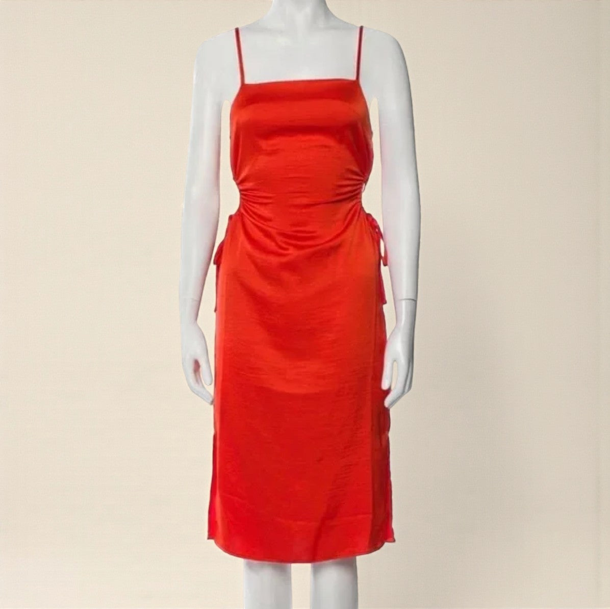 Red Satin Slip Dress (Size Small) image 2