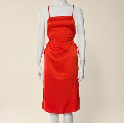 Red Satin Slip Dress (Size Small) image 2