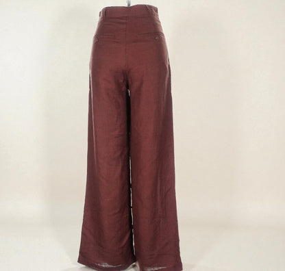 Cocoa High-Rise Linen Pants (Size 4) image 1