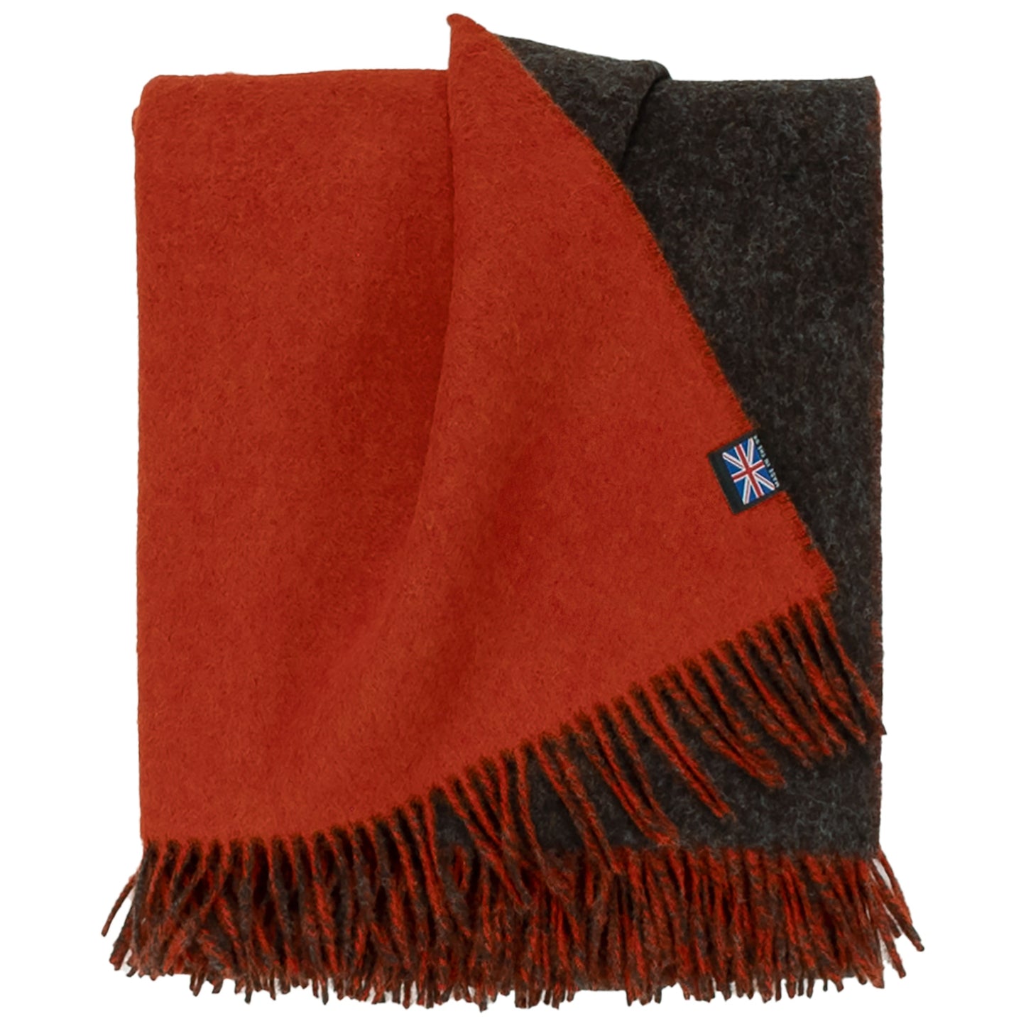 Reversible Wool Throw | Orange + Brown