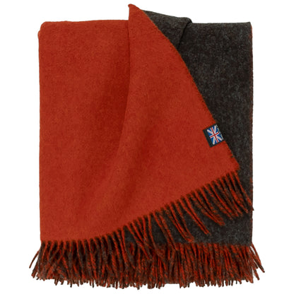 Reversible Wool Throw | Orange + Brown