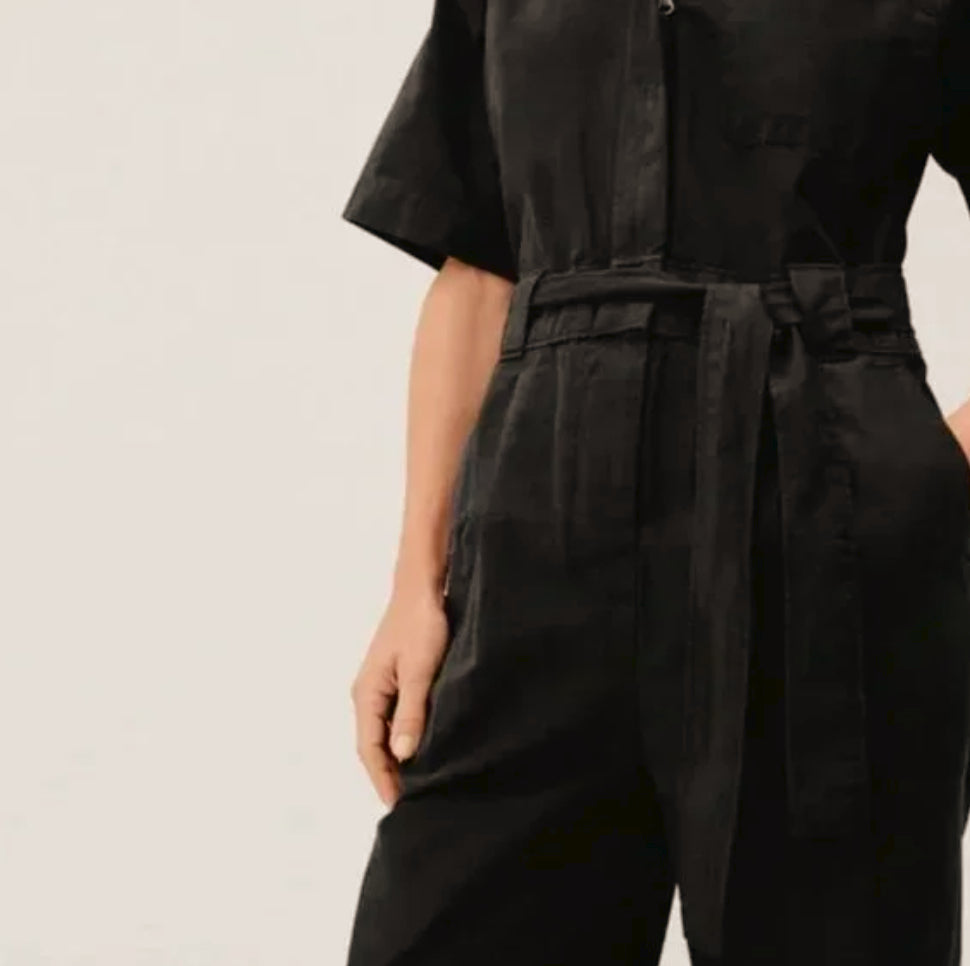 Black Organic Cotton Utility Jumpsuit (Size 2) image 3