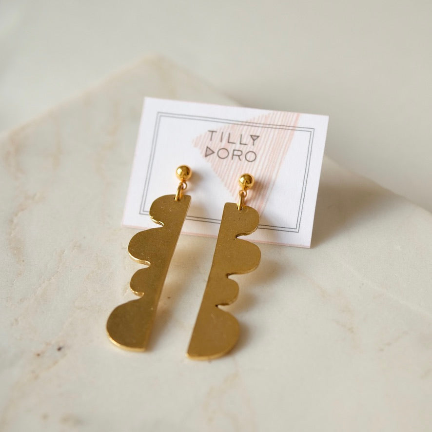 Hills Sculptural Drop Earrings | 24K Gold Plate