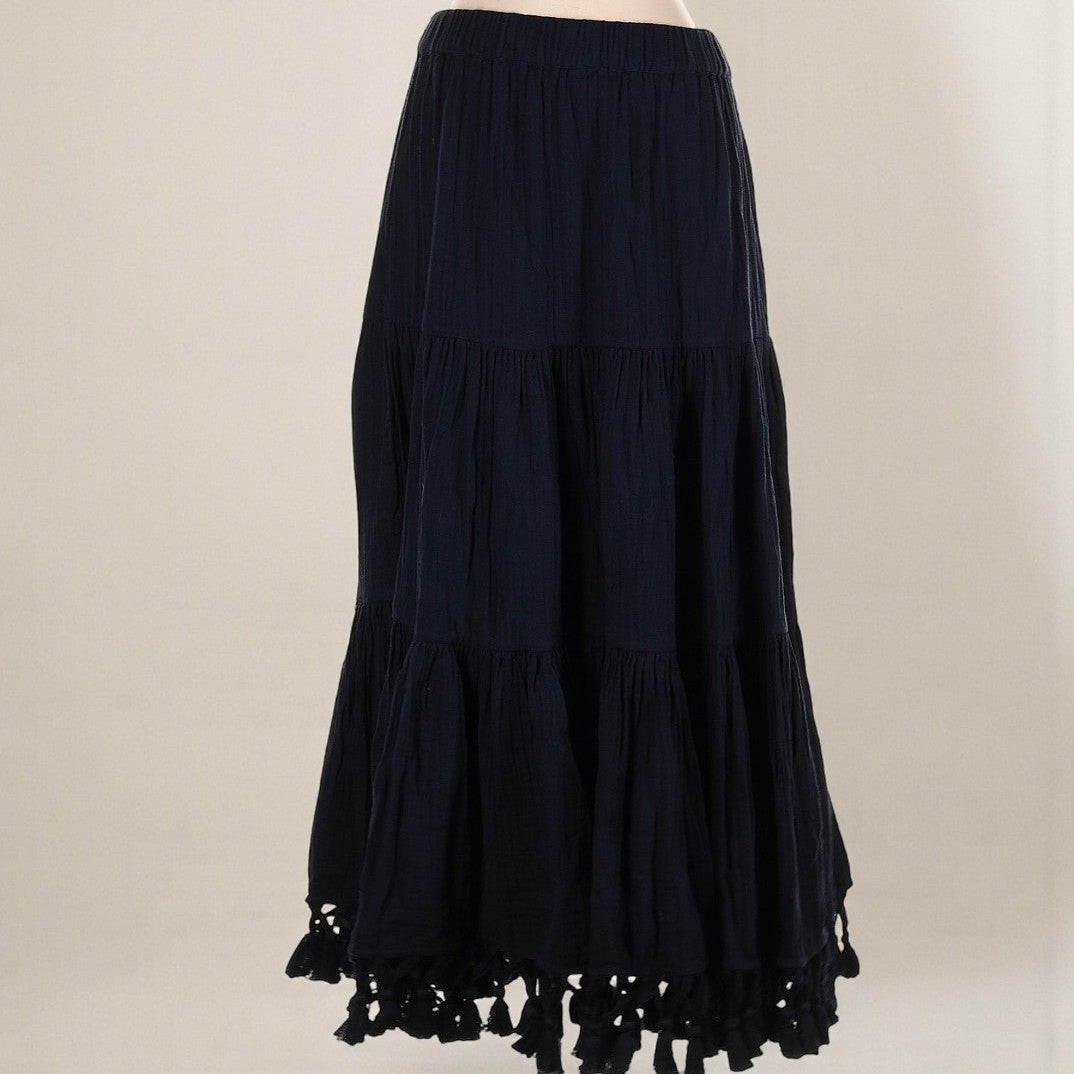 Black Maxi Skirt w/ Tassles (Size Small) image 0