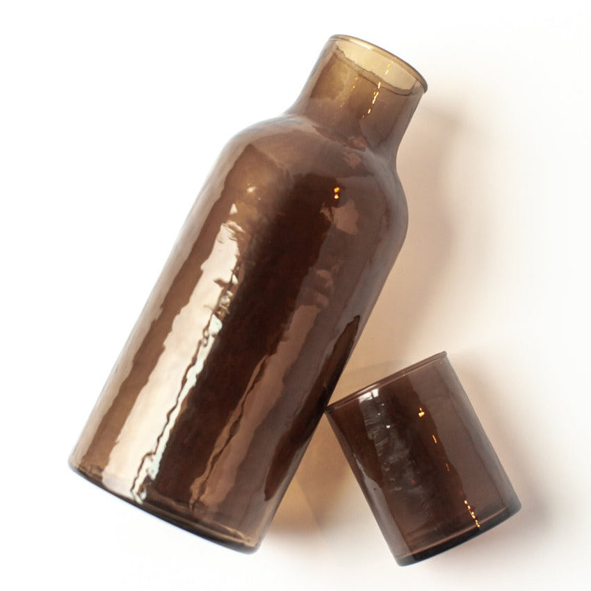 Handblown Hammered Carafe Set | Smoke