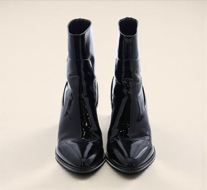 Patent Leather Block Heel Ankle Boots (Size 38 EU/US 8) image 1