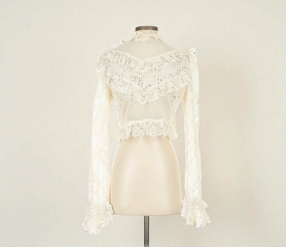 Embroidered Lace Cropped Blouse (Size Small) image 7