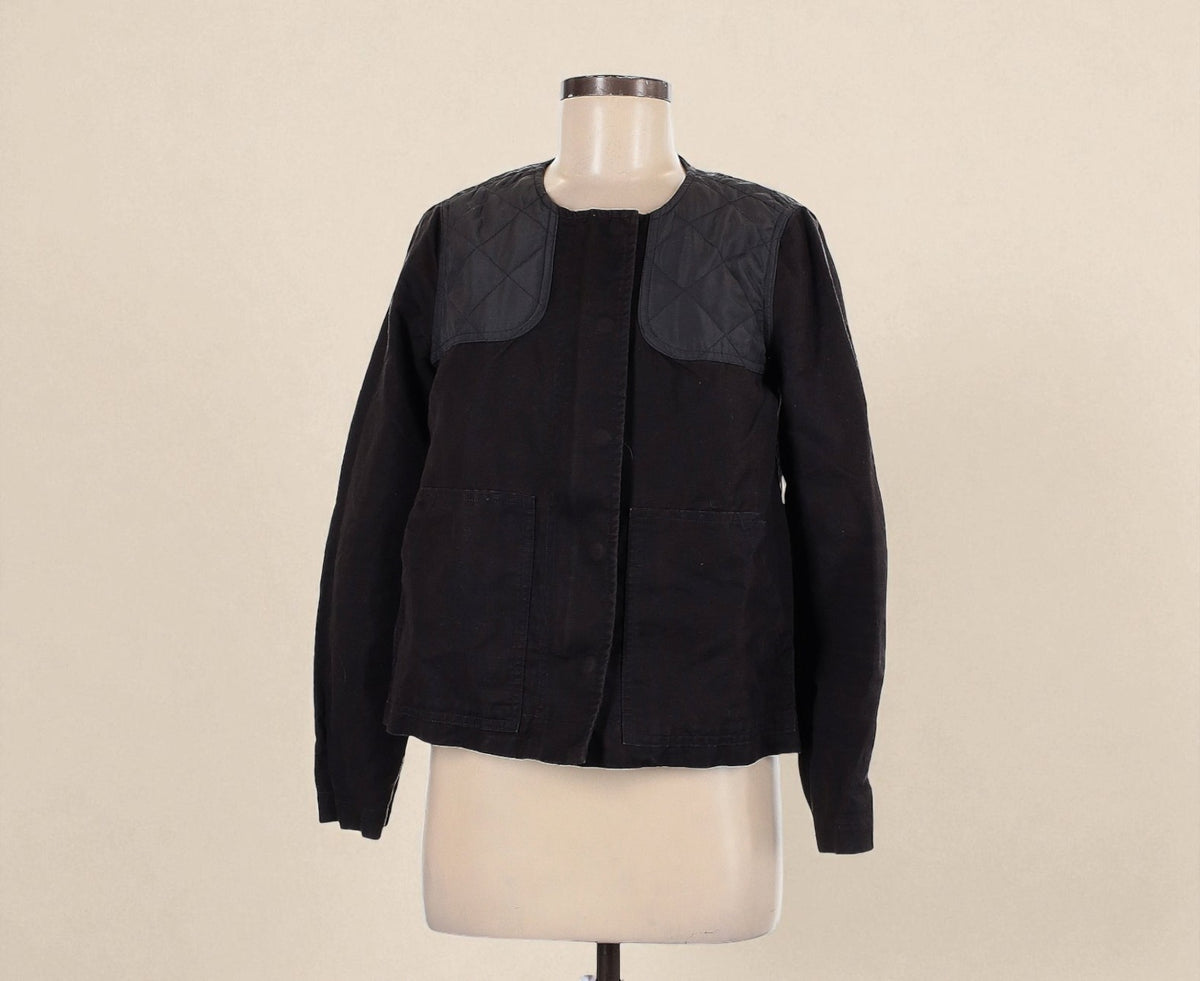 Black Quilted Patch Jacket (Size 6) image 0