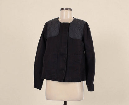 Black Quilted Patch Jacket (Size 6) image 0