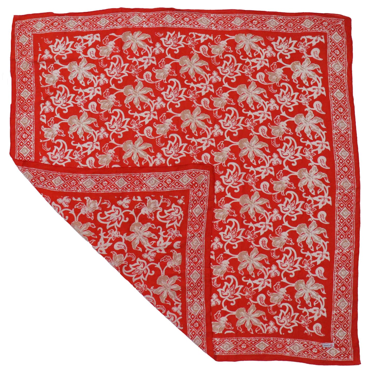 Large Hand-Dyed Batik Bandana | Fiery Flora