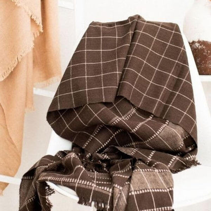 Treacle Checks Pattern Organic Cotton Handloom Throw