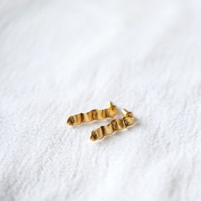 Wave Sculptural Stud Earrings | 24K Gold Plate