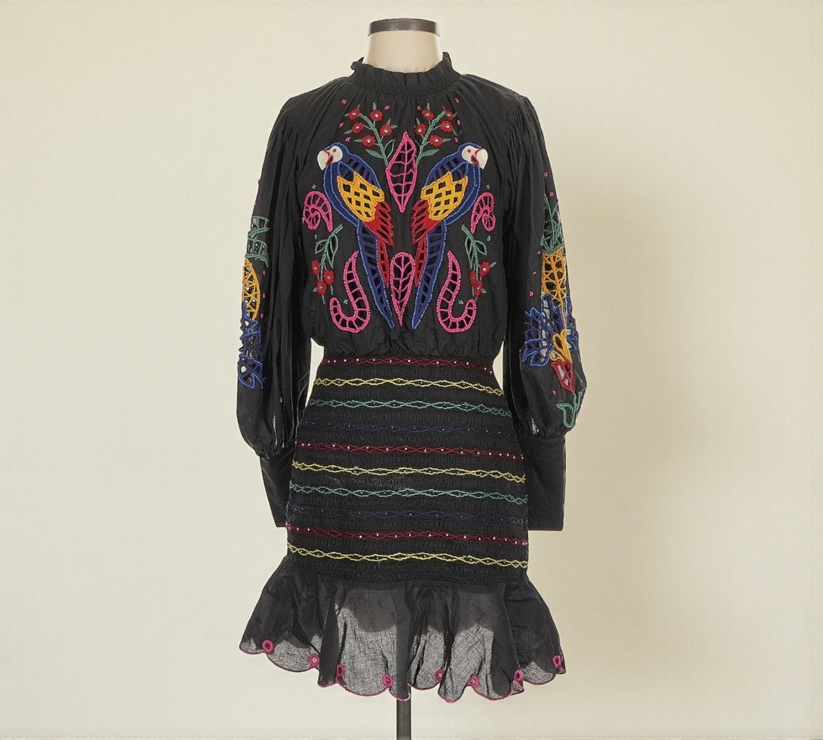 FARM Rio Navy Embroidered Mini Dress (Size X-Small) image 0