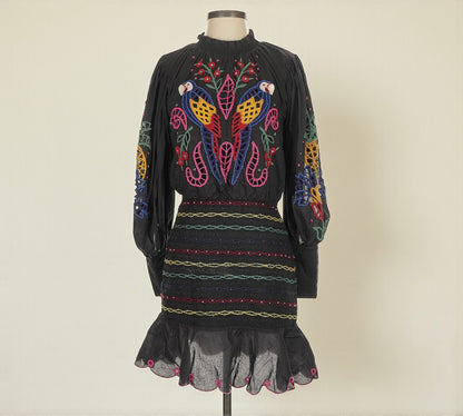 FARM Rio Navy Embroidered Mini Dress (Size X-Small) image 0