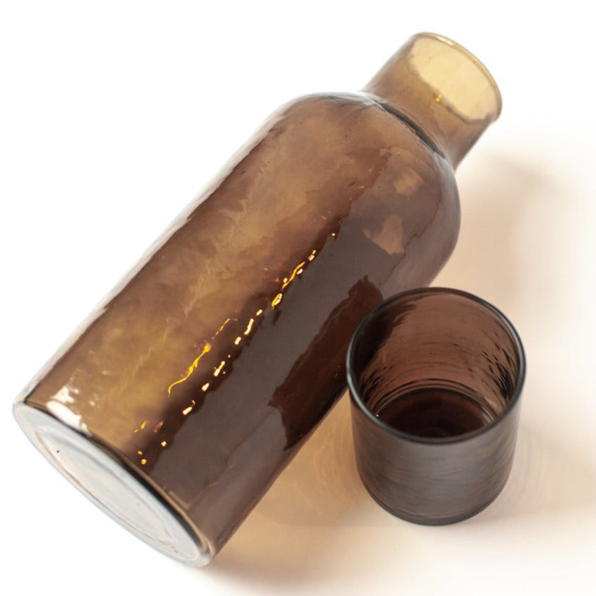Handblown Hammered Carafe Set | Smoke