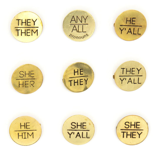 Brass Pronoun Pins