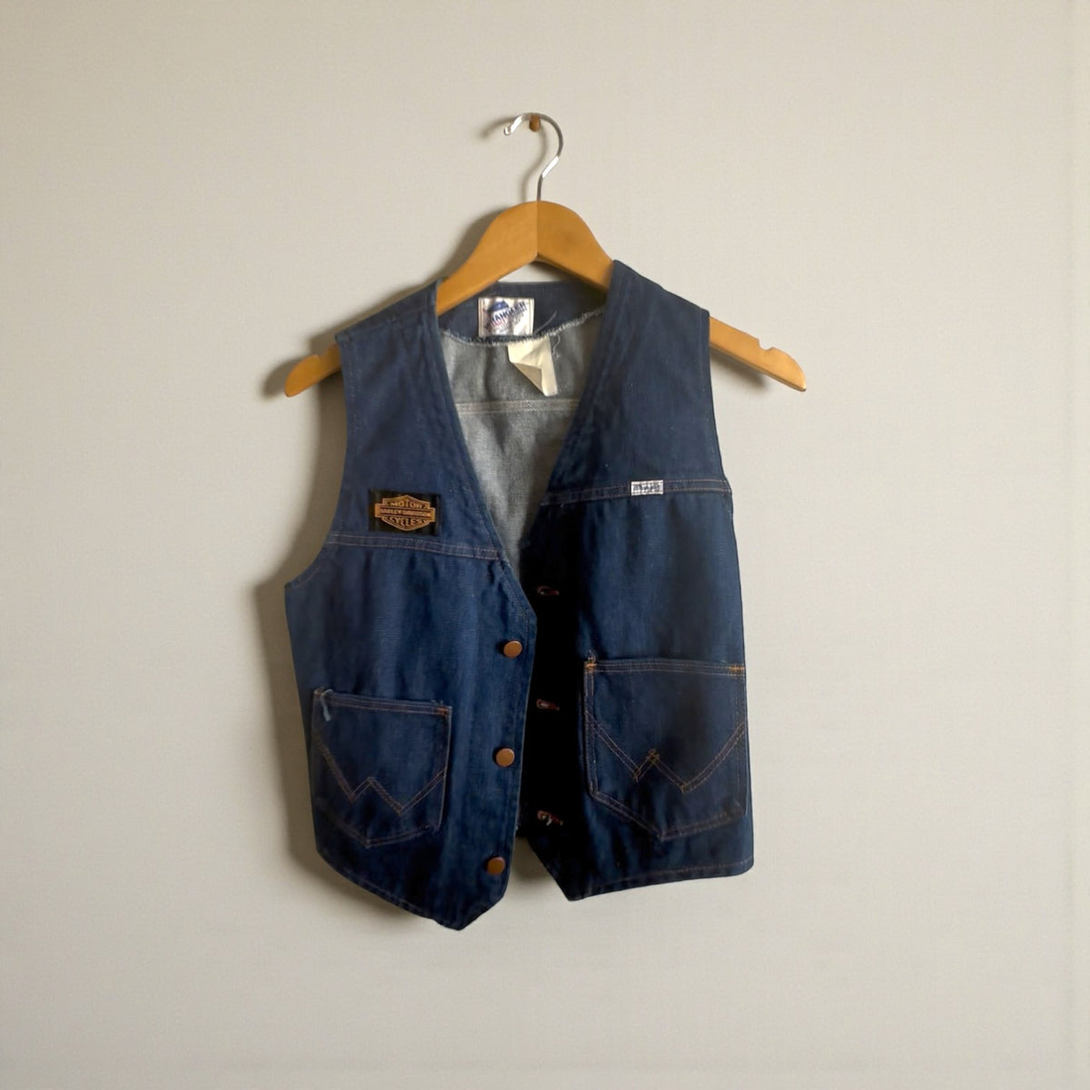 Vintage Wrangler + Harley Davidson Denim Vest (Size Medium) image 0