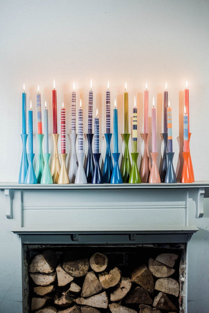 Striped Abstract Dinner Candles | Set of 6