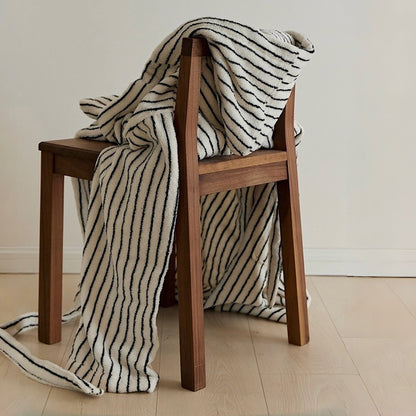 Scandi Retro 100% Long-stapled Cotton Stripe Hooded Bathrobe