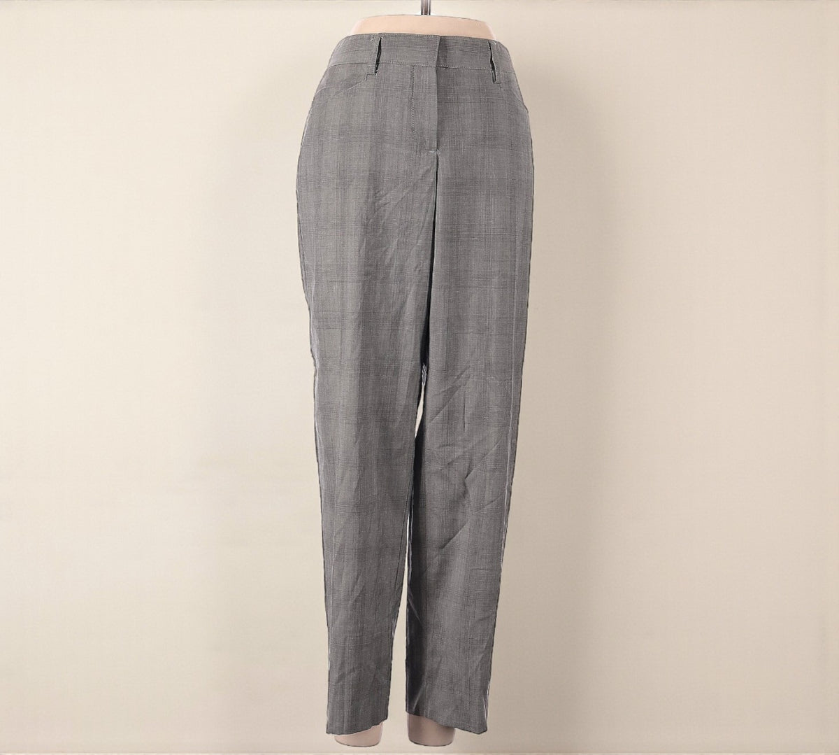 High Waisted Grey Plaid Wool Pants (Size 4) image 0