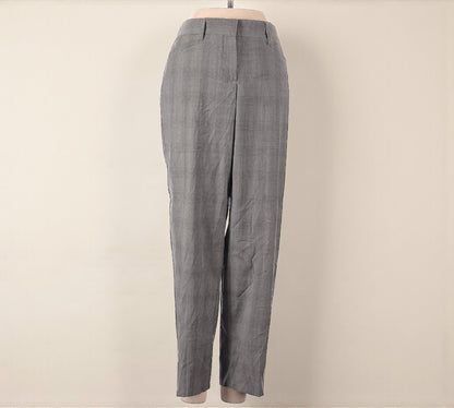 High Waisted Grey Plaid Wool Pants (Size 4) image 0