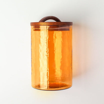 Large Hammered Glass Canister | Amber