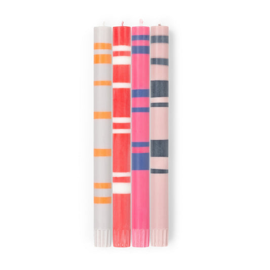 Bold Striped Dinner Candles | Set of 4