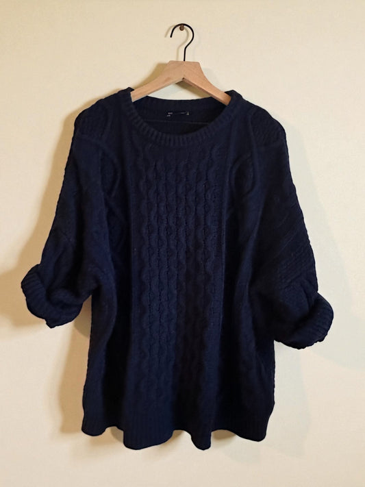 Vintage Navy Blue Gap Cable Knit Sweater (Size Medium/Large) image 0